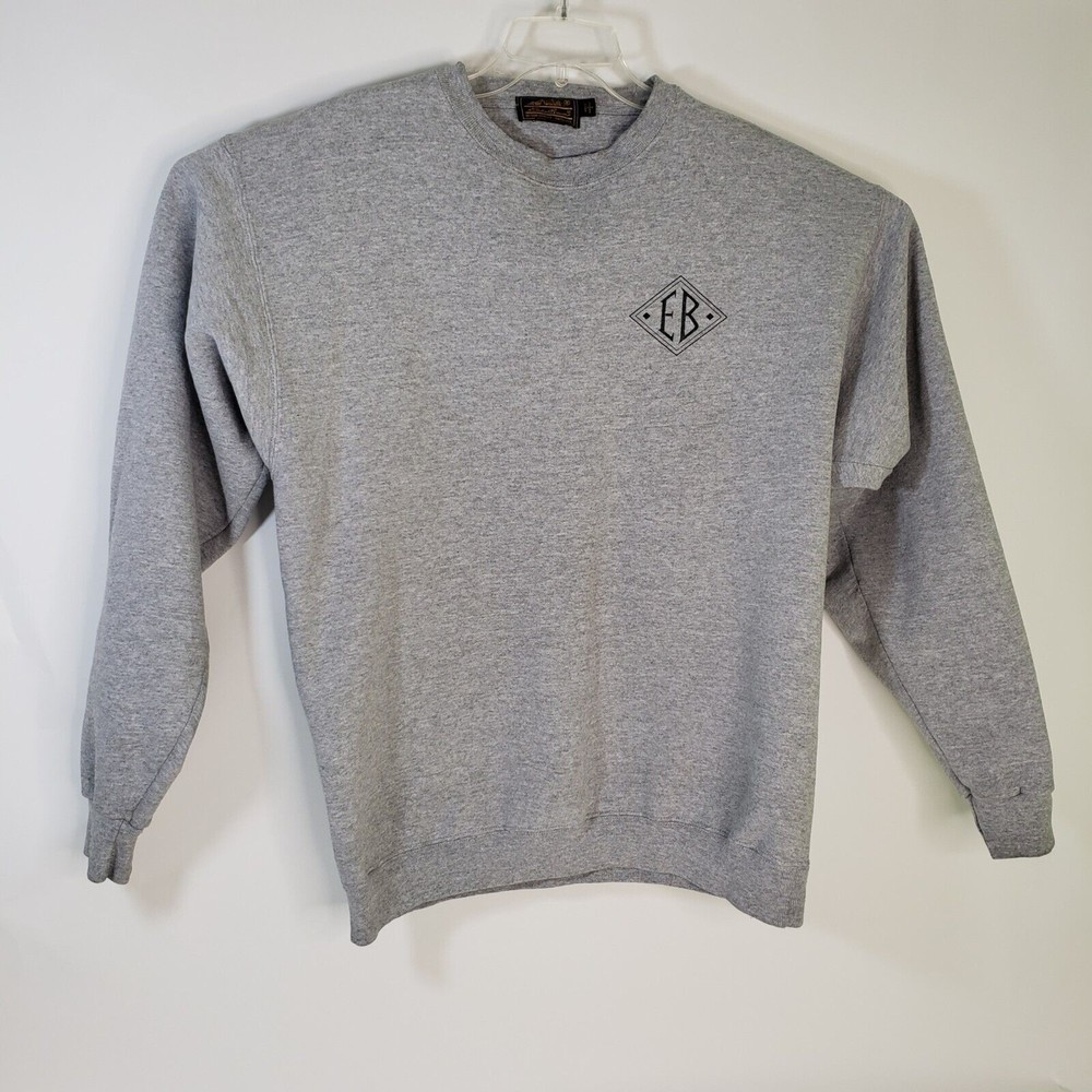 Vintage 90s  Eddie Bauer Sweatshirt Gray USA L 50" Chest Old Logo Black Label